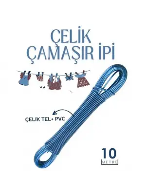 Modacar 10 mt Çelik Çamaşır İpi Pvc Kaplı Dayanıklı Çamaşır İpi Balkon Çamaşır İpi