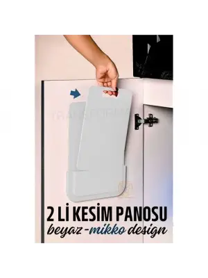 Omarı Yapışkanlı Kesim Tahtası ModaCar 2li Stantlı Beyaz