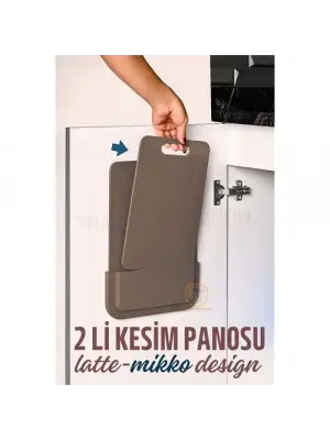 Omarı 2li Stantlı Yapışkanlı Kesim Tahtası - LATTE Renk Seçeneği