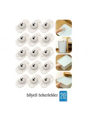 Modacar 20 li Bilyeli Tekerlek Eşya Kaydırma Aparatı Yapışkanlı Set 360D