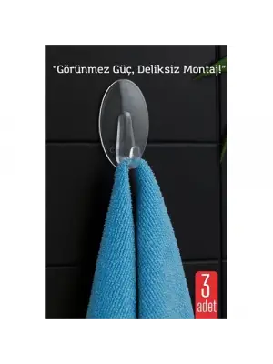 Modacar 3 lü Şeffaf Kendinden Yapışkanlı Duvar Askısı – 5.5 x 3.2 cm | İz Bırakmaz, Güçlü Tutuş