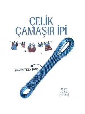 Omarı Dayanıklı Çelik Çamaşır İpi - 50 Metre