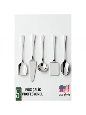 Modacar Amerikan Tip Servis Seti 5 Parça - Profesyonel Paslanmaz Çelik Çeyiz Seti