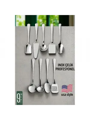 Modacar Amerikan Tip Servis Seti 9 Parça - Profesyonel Paslanmaz Çelik Çeyiz Seti