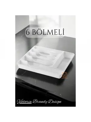 Omarı Pratik Çekmece İçi Kaşıklık 6 Gözlü - Beyaz