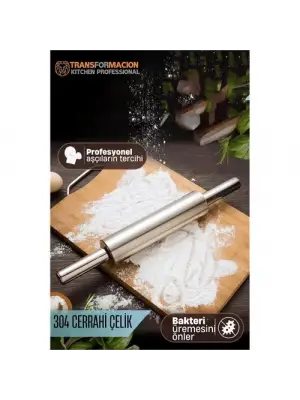 Omarı Profesyonel Paslanmaz Çelik Hamur Açma Merdanesi