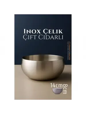 Modacar Çift Cidarlı Kase - Inox Çelik Kase  14 cm