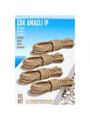 Omarı Çok Amaçlı Kalın İp - Hamak, Çamaşır, Salıncak, Atlama için 40 Metre