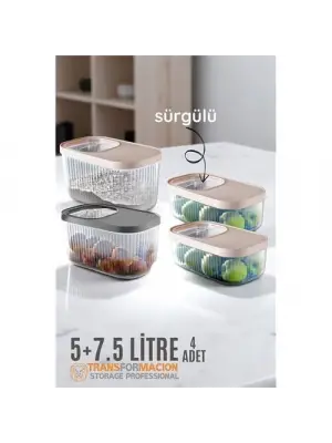 Omarı Saklama Kabı Sürgülü Kapaklı Çoklu Litre Seçenekleri