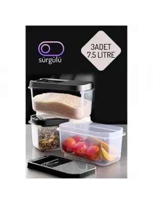 Omarı Pratik ve Şık Erzak Saklama Kabı Seti 7.5 Lt - Antrasit