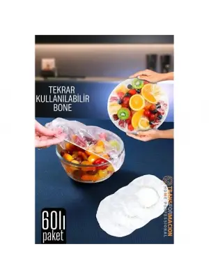 Modacar Esnek Kase Bonesi – 60 Adet, 25 cm’e Kadar Uyumlu, Tekrar Kullanılabilir Tabak Bone