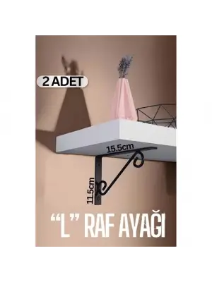 Omarı Siyah L Şeklinde Ferforje Altı Raf Ayağı Seti