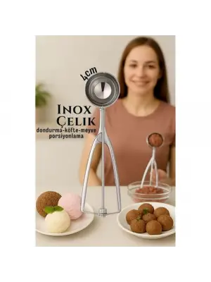 Modacar Inox 4 cm Dondurma Kaşığı - Karpuz Kurabiye Köfte Helva Porsiyonlama