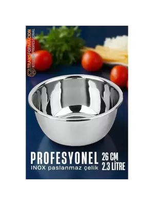 Modacar Inox Kase  - 26 Cm 2.3 Litre Karıştırma Kabı Profesyonel 304 Paslanmaz Çelik