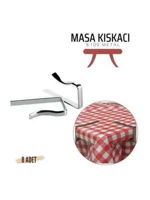 Omarı Metal Masa Kelepçesi - Masa Örtüsü Sabitleyici - 8 Adet