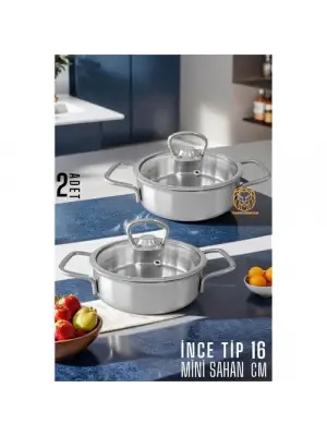 Omarı Çelik Mini Kapaklı Sahan Tencere Seti - 16 cm