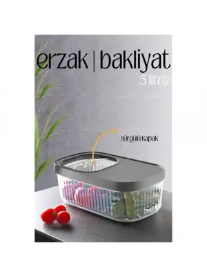 Omarı Sürgülü Kapaklı 5 Litre Erzak Bakliyat Kutusu