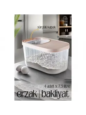 Omarı Modacar Sürgülü Kapaklı Erzak Kutusu Seti 4lü 7.5 Litre