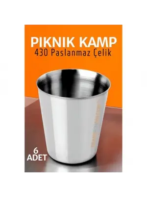 Omarı Dayanıklı Paslanmaz Çelik Kamp Bardak Seti 6 Adet