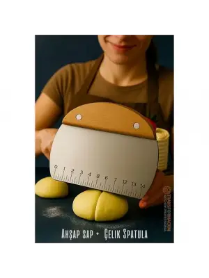 Modacar Pasta Spatulası - Profesyonel Hamur Sıyırıcı - Ölçü Cetvelli Pasta Hamur Spatulası