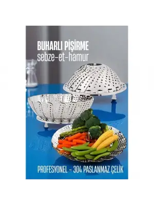 Omarı Buharda Sebze Pişirme Sepeti - Pratik Paslanmaz Çelik Aparatı