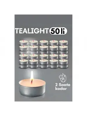 Omarı Dekoratif 50 Adet Tealight Mum - Kokusuz Modacar Mum