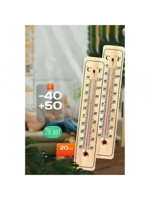 Omarı Ahşap Duvar Termometresi Seti