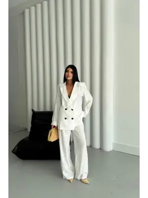 Omarı Klasik Beyaz Takım elbise Seti