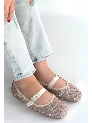 Moden Bej Süet Babae Ayakkabı