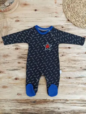 Modern Baskılı Çıt Kapama Bebek Tulum