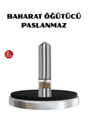Modern Otomatik Baharat Öğütücü Seti – Pilli, Paslanmaz Çelik, Led Aydınlatmalı