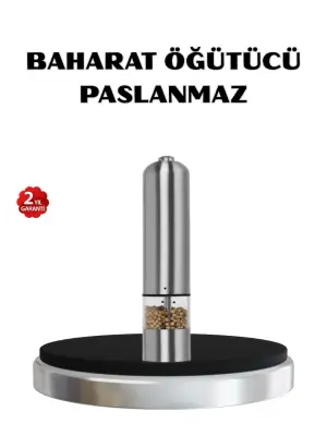 Modern Otomatik Baharat Öğütücü Seti – Pilli, Paslanmaz Çelik, Led Aydınlatmalı