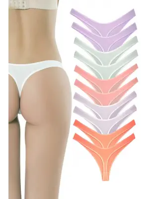 Omarı Yumuşak Pamuklu Kadın Klasik Tanga Seti