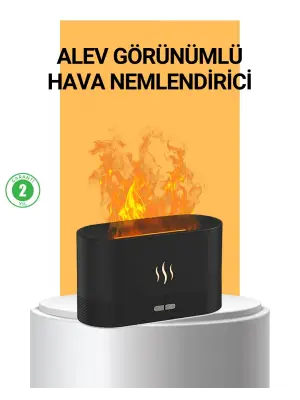 Modern Tasarımlı Alev Efektli Led Aromaterapi Hava Nemlendirici
