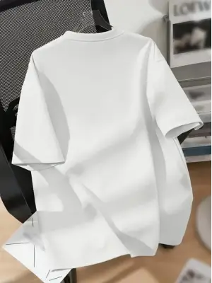 Omarı Çiçek Desenli Oversize Bisiklet Yaka T-shirt - Beyaz