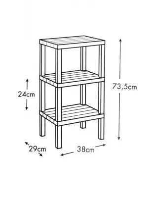 Omarı 3 Katlı Siyah Modüler Raf - Kullanışlı ve Şık Depolama Çözümü