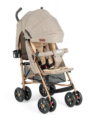 Omarı Hafif ve Dayanıklı Bebek Arabası Gold Kahve