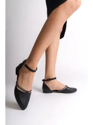 Modern Taş Detaylı Bayan Babet Ayakkabı