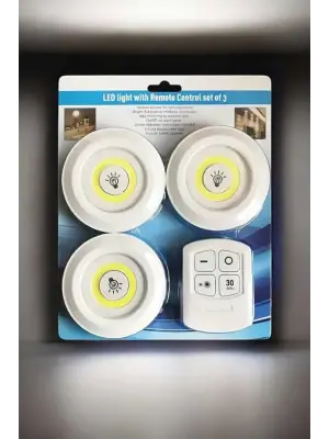 Mutfak Dolap Altı Işığı Uzaktan Kumandalı Yapışkanlı Kablosuz Pilli