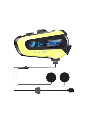 N3x Rgb Işıklı Intercom 3 Kişi Bağlantılı 1000mah Motosiklet Bluetooth Kulaklık Seti