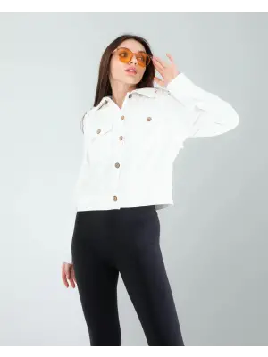 Omarı Etnik Desenli Nakışlı Denim Ceket