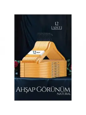 Natural Ahşap Görünüm 12 li Askı Seti Schönbuch Design