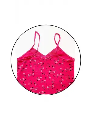 Omarı Desenli Dantelli Kadın Askılı Pamuklu Penye Atlet