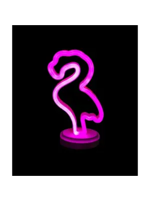 Neon Işıklı Flamingo Yazılı Masa Gece Lambası