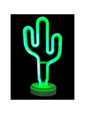 Neon Işıklı Kaktüs Masa Gece Lambası