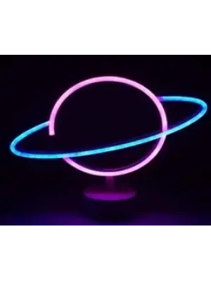 Neon Işıklı Satürn Lamba