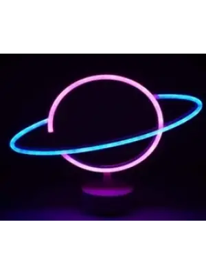 Neon Işıklı Satürn Lamba