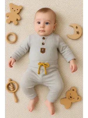 New Waffle Çıtlı Düğmeli 2li Mevsimlik Takım