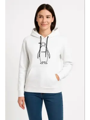 Özel Tasarım Oversize Kapüşonlu Sweatshirt - Göz Alıcı Beyaz
