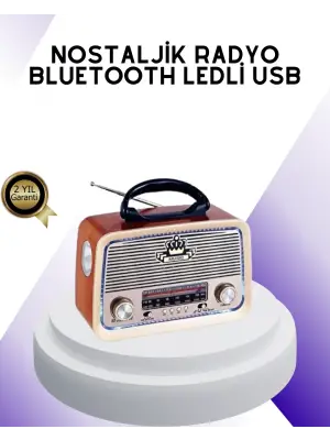 Nostalji Bluetooth Radyo Fm Am Sw Ahşap Eskitme Tasarım
